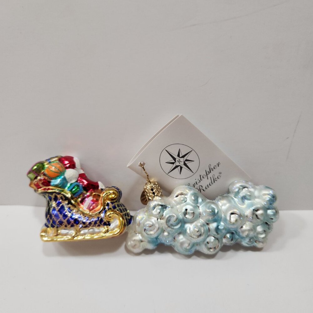 NIB 2002 Christopher Radko "Midnight Magic" Ornaments and Stand 3 Piece Set - Picture 6 of 11